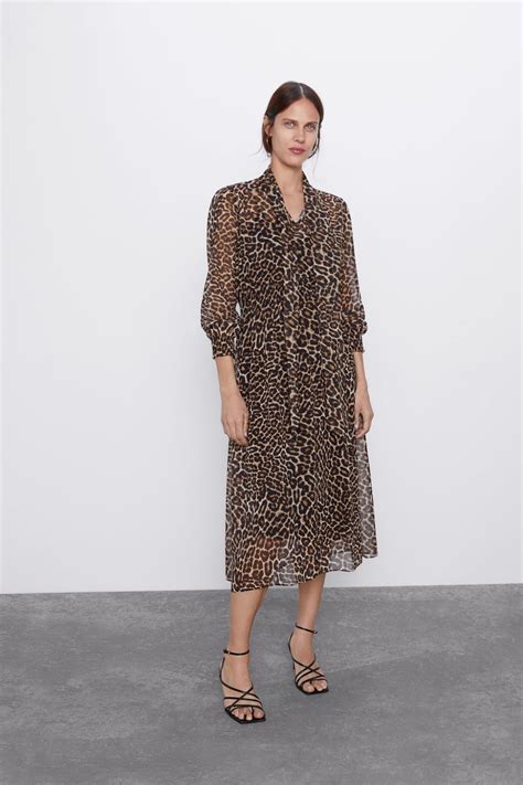 zara dress animal print|animal print midi dresses.